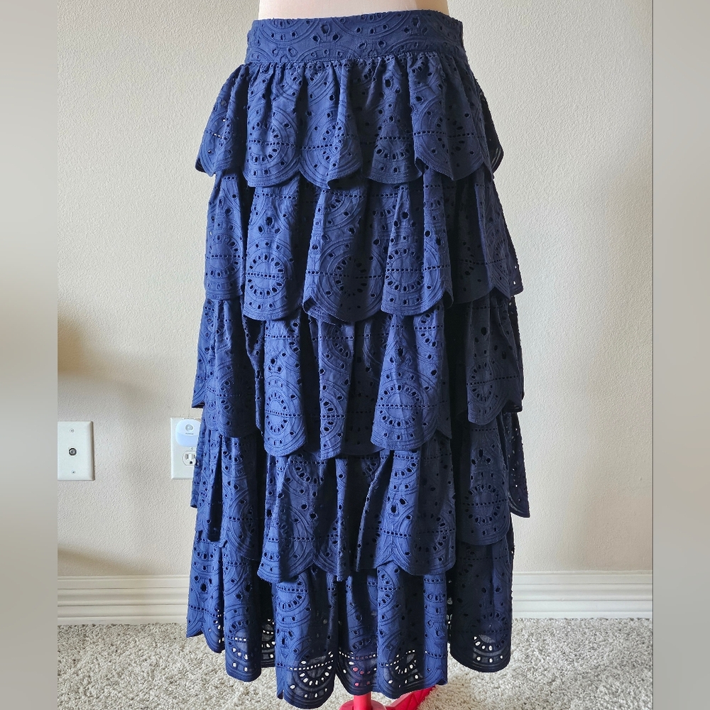 Navy Blue Tiered Skirt